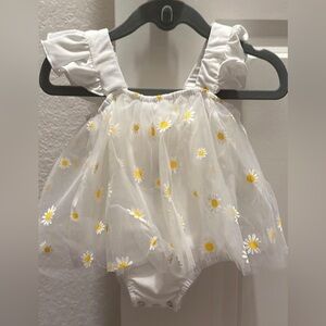 Daisy Sleeveless Mesh Romper New Onsie for Milestone Photos Baby 9, 12, & 18 mo